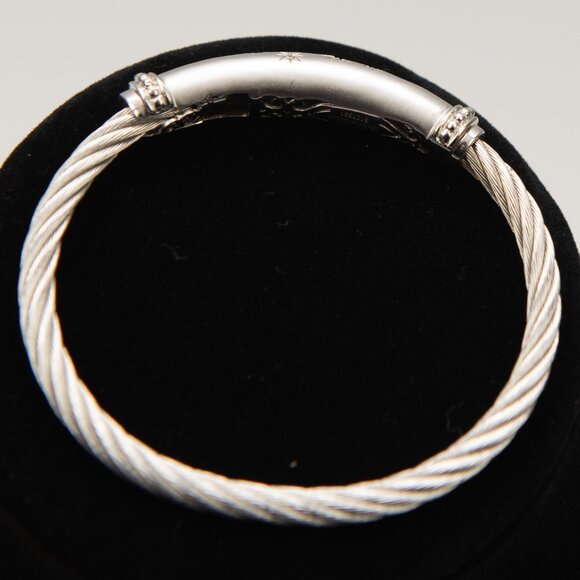 Gabriel & Co. 925 Silver Hampton Stainless Steel Bangle Bracelet - Picture 3 of 7